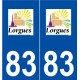 83 Lorgues logo autocollant plaque stickers ville