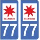 77 Seine et Marne autocollant plaque