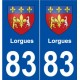 83 Lorgues  blason autocollant plaque stickers ville