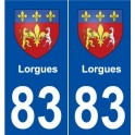 83 Lorgues  blason autocollant plaque stickers ville