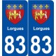 83 Lorgues  blason autocollant plaque stickers ville