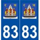 83 Pourrières logo autocollant plaque stickers ville