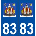 83 Pourrières logo autocollant plaque stickers ville