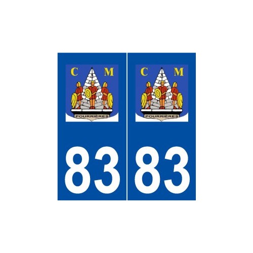 83 Pourrières logo autocollant plaque stickers ville