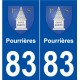 83 Pourrières blason autocollant plaque stickers ville