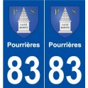 83 Pourrières blason autocollant plaque stickers ville