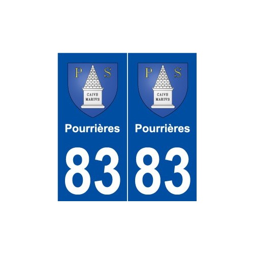83 Pourrières blason autocollant plaque stickers ville