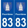 83 Pourrières blason autocollant plaque stickers ville