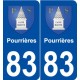 83 Pourrières blason autocollant plaque stickers ville