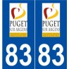 83 Puget-sur-Argens logo autocollant plaque stickers ville