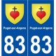 83 Puget-sur-Argens blason autocollant plaque stickers ville