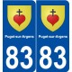 83 Puget-sur-Argens blason autocollant plaque stickers ville