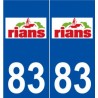83 Rians logo autocollant plaque stickers ville