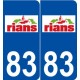83 Rians logo autocollant plaque stickers ville
