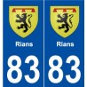 83 Rians blason autocollant plaque stickers ville