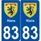 83 Rians blason autocollant plaque stickers ville