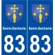 83 Saint-Zacharie blason autocollant plaque stickers ville