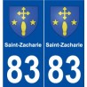 83 Saint-Zacharie blason autocollant plaque stickers ville