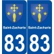 83 Saint-Zacharie blason autocollant plaque stickers ville