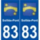 83 Solliès-Pont blason autocollant plaque stickers ville