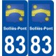83 Solliès-Pont blason autocollant plaque stickers ville