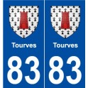 83 Tourves blason autocollant plaque stickers ville