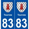 83 Tourves blason autocollant plaque stickers ville
