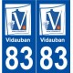 83 Vidauban logo autocollant plaque stickers ville