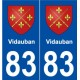 83 Vidauban blason autocollant plaque stickers ville