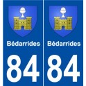 84 Bédarrides blason autocollant plaque stickers ville