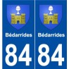 84 Bédarrides blason autocollant plaque stickers ville