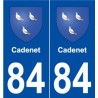 84 Cadenet blason autocollant plaque stickers ville