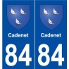 84 Cadenet blason autocollant plaque stickers ville