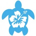 Turtle hibiscus sticker stickers blue
