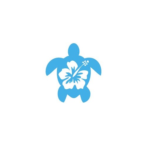 Tortue hibiscus autocollant stickers