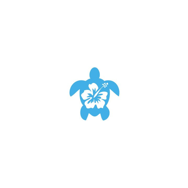 Tortue hibiscus autocollant stickers