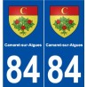 84 Camaret-sur-Aigues escudo de armas de la etiqueta engomada de la placa de pegatinas de la ciudad