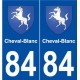 84 Cheval-Blanc escudo de armas de la etiqueta engomada de la placa de pegatinas de la ciudad
