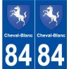 84 Cheval-Blanc escudo de armas de la etiqueta engomada de la placa de pegatinas de la ciudad