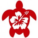 Turtle hibiscus sticker red