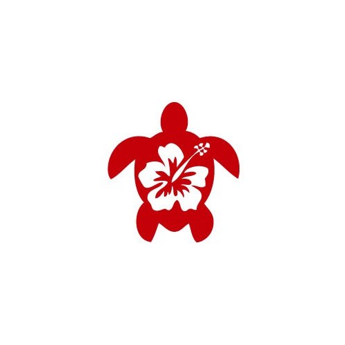 Tortue hibiscus autocollant  gris