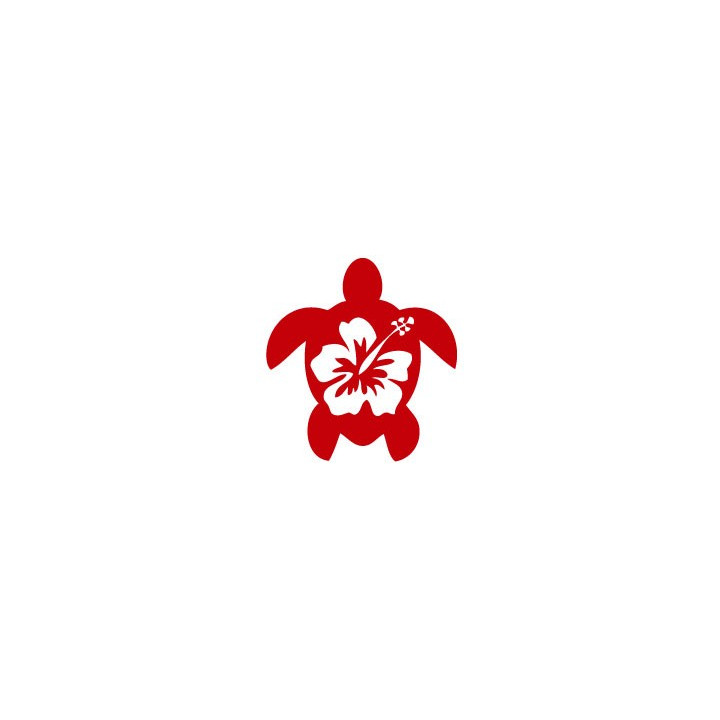 Tortue hibiscus autocollant  gris