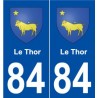 84 El Thor escudo de la etiqueta engomada de la placa de pegatinas de la ciudad