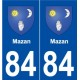 84 Mazan stemma adesivo piastra adesivi città