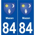 84 Mazan blason autocollant plaque stickers ville