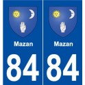 84 Mazan blason autocollant plaque stickers ville