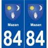 84 Mazan coat of arms sticker plate stickers city