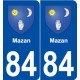 84 Mazan blason autocollant plaque stickers ville