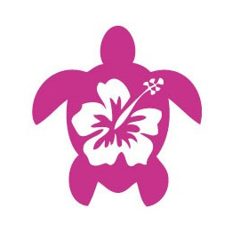 Tortue hibiscus autocollant rouge