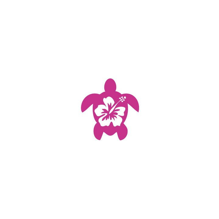 Tortue hibiscus autocollant rouge